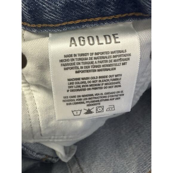 Agolde Parker Cut Off Distressed Jean Shorts Raw Hem Blue Denim Women's Size 27 - Picture 7 of 12